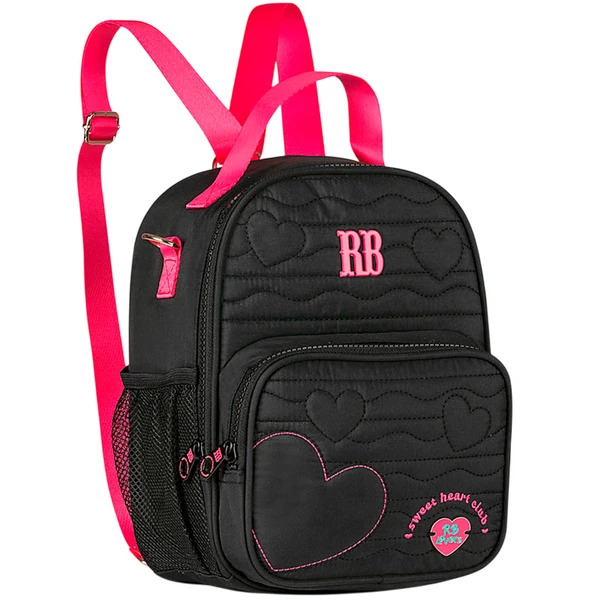 Lancheira térmica 2 em 1 9" Heart Beats Rebecca Bonbon - preta