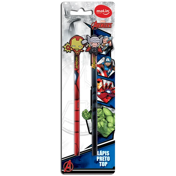 Lápis Grafite Molin HB Top Avengers com Enfeite C/ 2