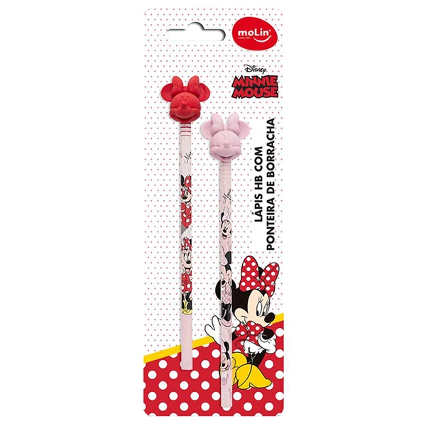 Lápis Preto HB Nº 2 Sextavado Minnie Mouse Molin