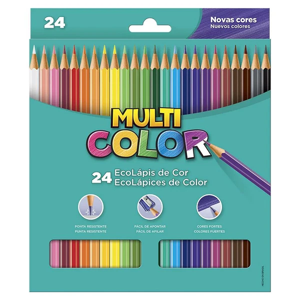 Lápis de cor 24 cores clássicas Multicolor