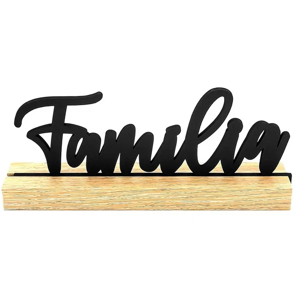 Letreiro Família com base de madeira 20x8,5x3,8