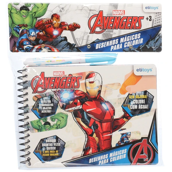 Livro mágico para colorir com água Vingadores Marvel