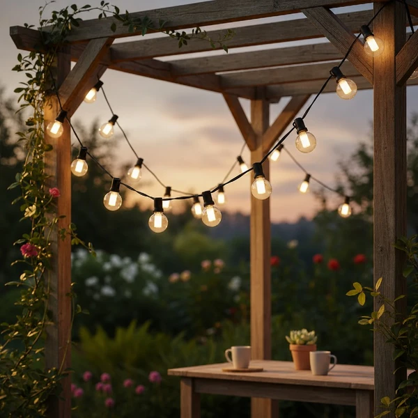 Luminária Cordão de Luz 12 lâmpadas LED com luz quente para ambientes internos e externos 3 metros