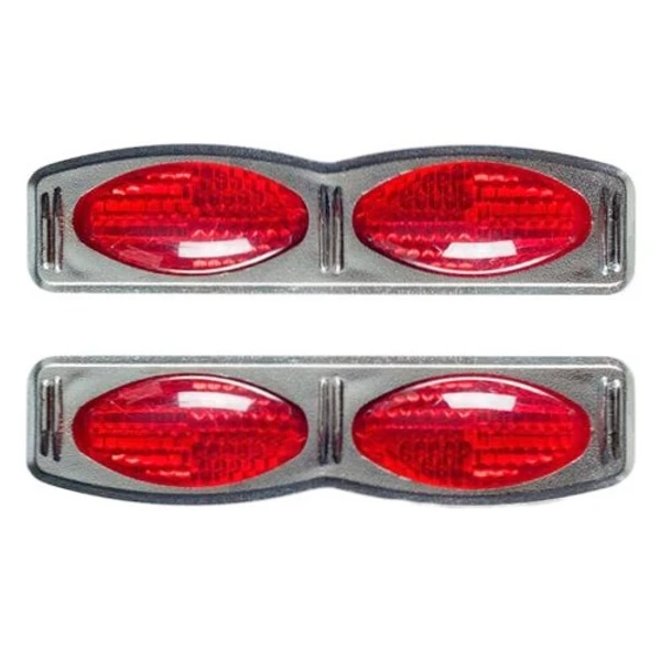 Luminoso oval Olho de Gato vermelho com base cromada
