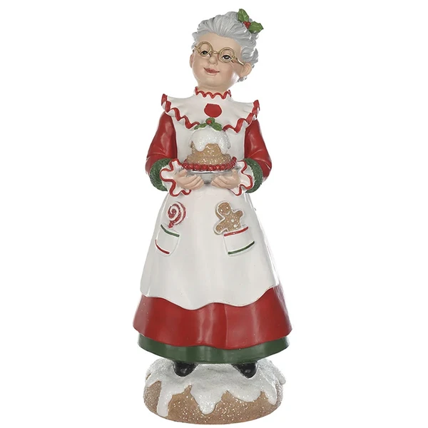 Mamãe Noel confeiteira com bolo natalino e doces no avental 29x12