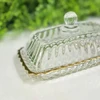 Manteigueira de cristal com fio de ouro Imperatriz Wolff 15,5x7,5x8,5