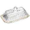 Manteigueira de cristal com fio de ouro Imperatriz Wolff 15,5x7,5x8,5