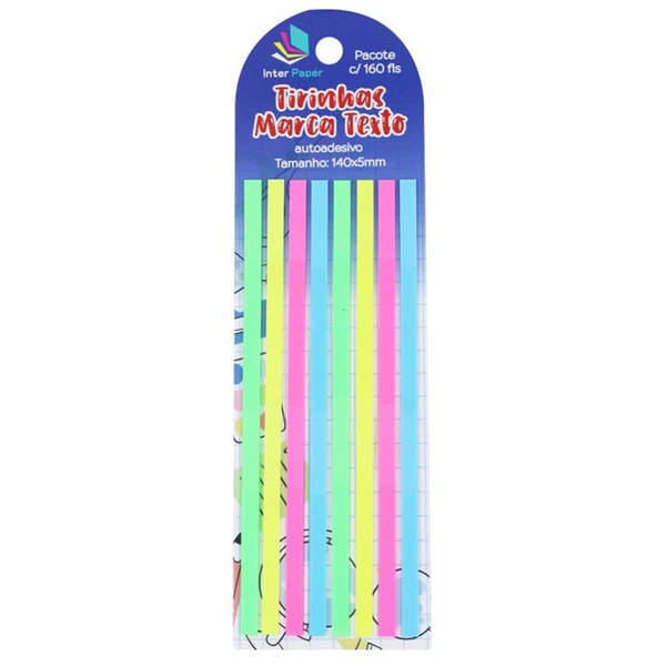 Marca texto autoadesivo fluorescente 160 tirinhas