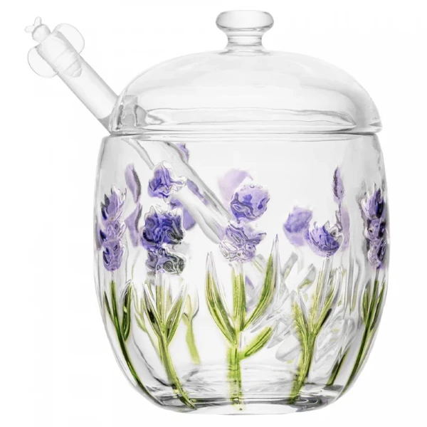 Meleira de cristal com pegador Lavanda Hand Painting Lyor 8,5x8,5x11