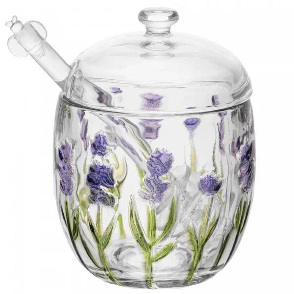 Meleira de cristal com pegador Lavanda Hand Painting Lyor 8,5x8,5x11