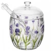 Meleira de cristal com pegador Lavanda Hand Painting Lyor 8,5x8,5x11
