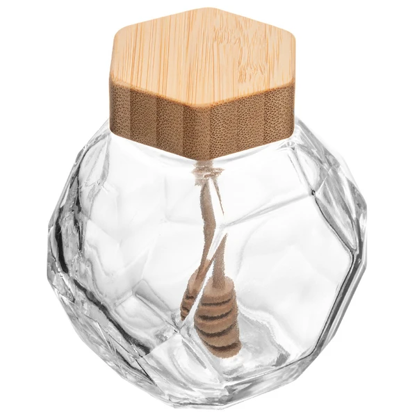 Meleira de vidro com pegador e tampa de bambu Wolff 200 ml