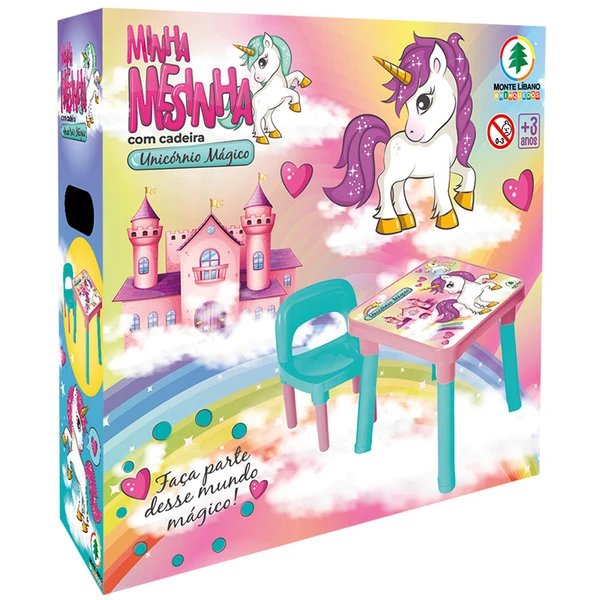 Mesa infantil com cadeira Minha Mesinha Unicórnio Mágico