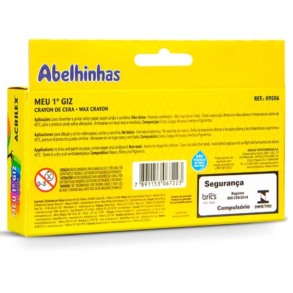 Meu 1° Giz de Cera Acrilex 6 cores 185 g