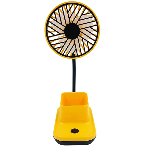 Mini ventilador de mesa com porta canetas e celular