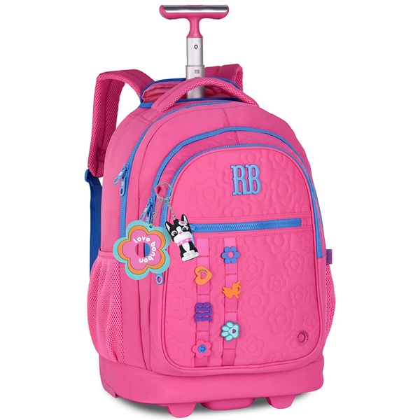 Mochila carrinho 2 em 1 19" Flower Power Rebecca Bonbon - rosa