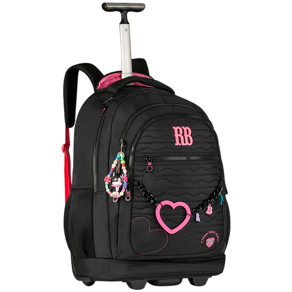Mochila carrinho 2 em 1 19" Heart Beats Rebecca Bonbon - preta