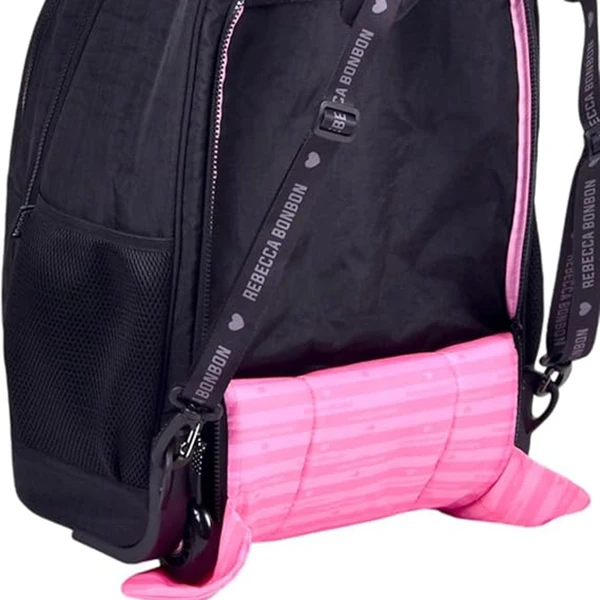 Mochila carrinho 2 em 1 19" em crinkle matelassê Rebecca Bonbon - preta