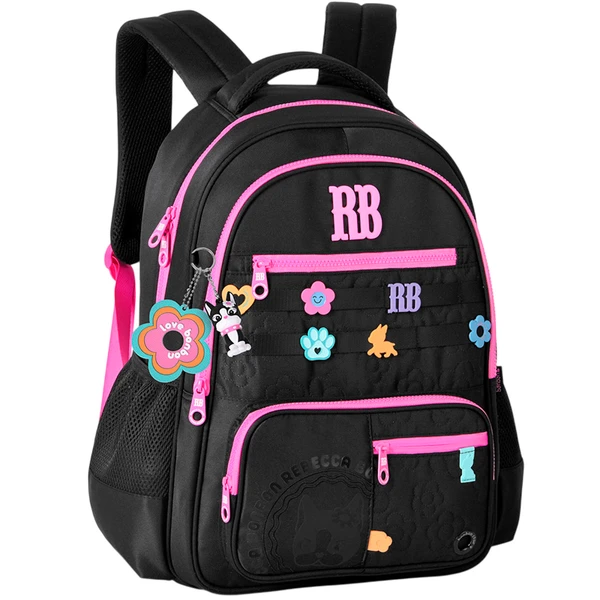 Mochila de costas e de bordo 17,5" Flower Power Rebecca Bonbon - preta