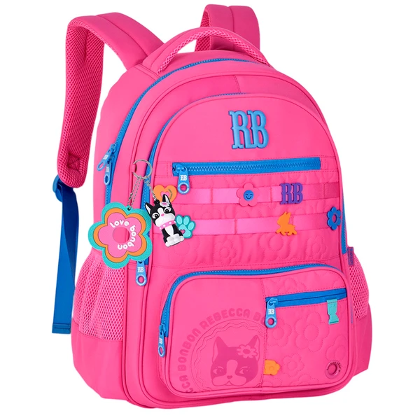 Mochila de costas e de bordo 17,5" Flower Power Rebecca Bonbon - rosa