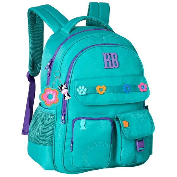 Mochila de costas e de bordo 17,5" Flower Power Rebecca Bonbon - verde