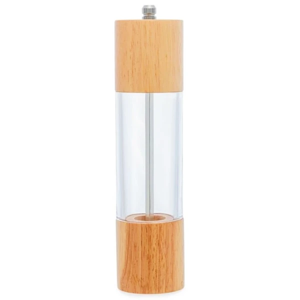 Moedor de pimenta e sal manual em acrílico e bambu Wolff 5,5x5,5x21,5