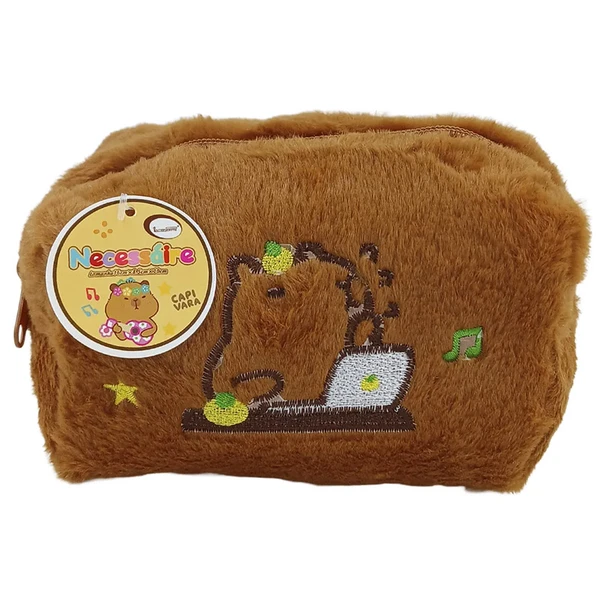 Necessaire em pelúcia Capivara 16x8,5x10