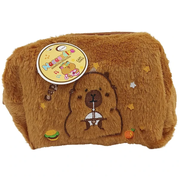 Necessaire em pelúcia Capivara 16x8,5x10