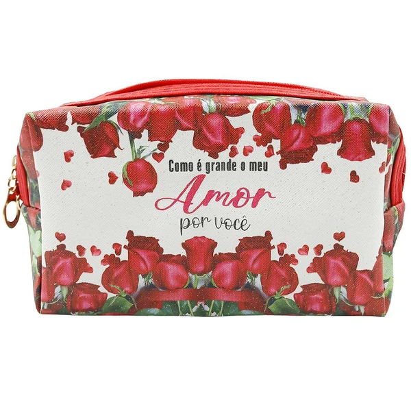 Necessaire estampada com alça removível Amor 17,5x7x9,5
