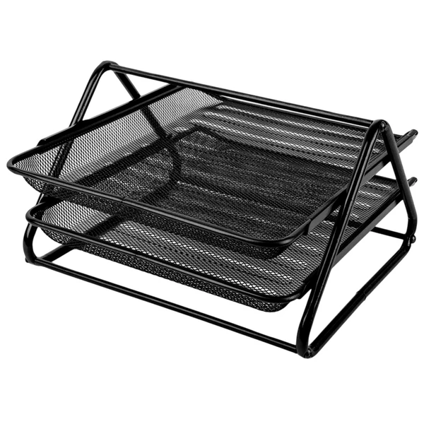 Organizador aramado de papeis para escritório com 2 bandejas 29,5x20,5x34,5