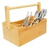 Organizador de bambu multiuso com alça e divisórias 28x14,5x20,5