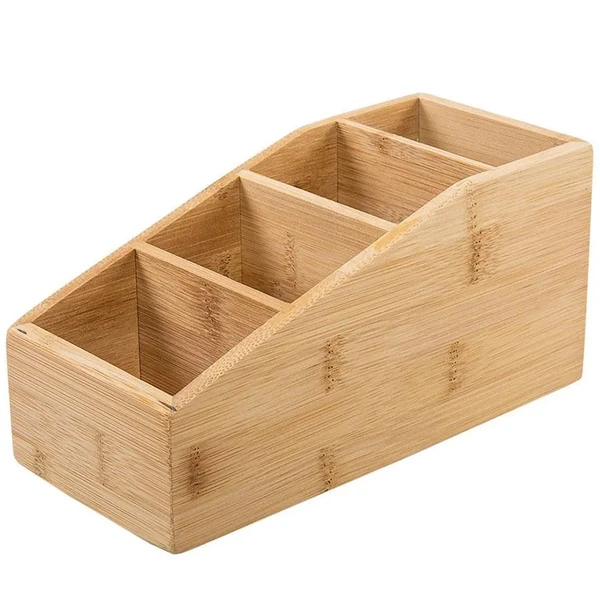 Organizador de bambu multiuso com divisórias 22x10,5x10