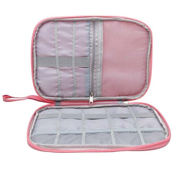 Organizador de cabos e acessórios eletrônicos rosa Lyor 24x3x17