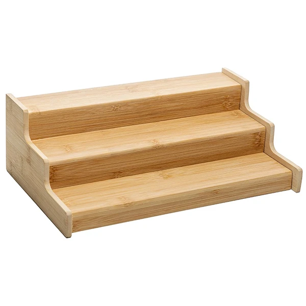 Organizador extensível multinível com 3 degraus de bambu para temperos Nature Lyor 56,5x19,5x10,5