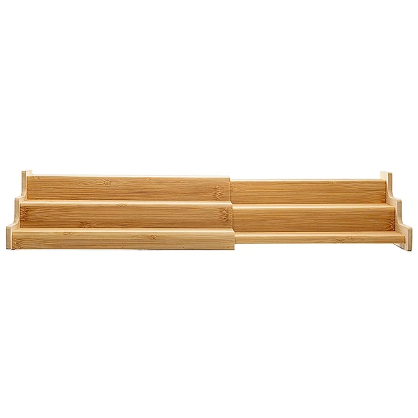 Organizador extensível multinível com 3 degraus de bambu para temperos Nature Lyor 56,5x19,5x10,5