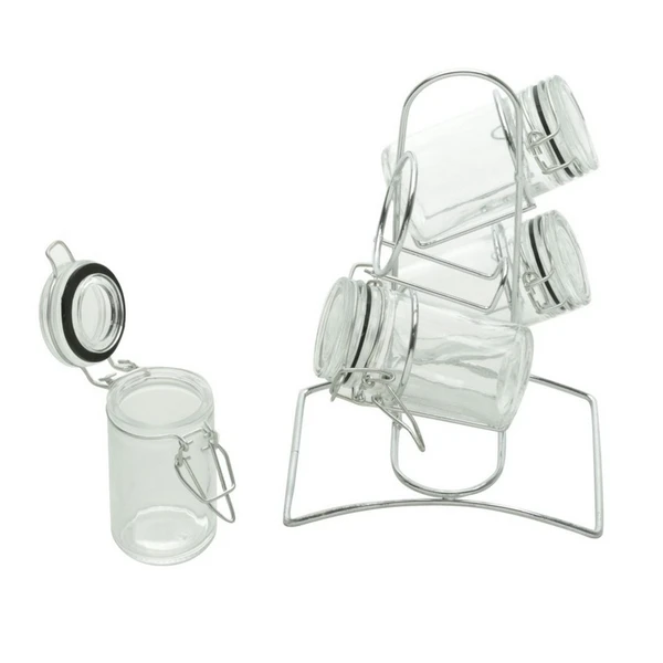 PORTA CONDIMENTOS HERMÉTICO COM SUPORTE 5 PEÇAS