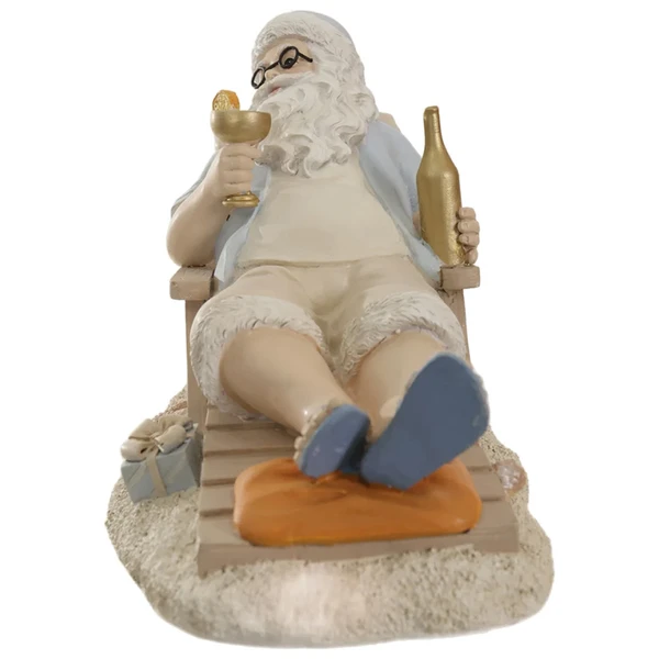 Papai Noel colecionável em day off na praia com drink e roupa de verão 21,8x16,5