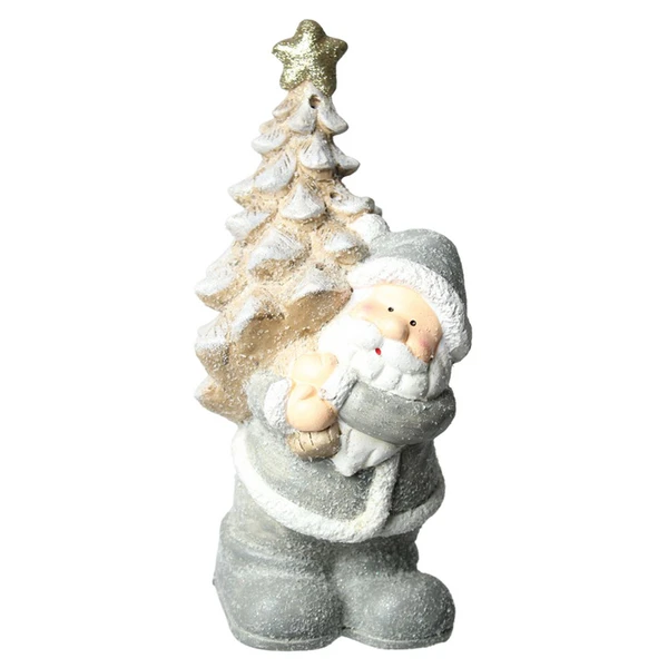 Papai Noel com árvore de Natal iluminada