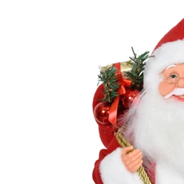 Papai Noel em pé com saco de presentes e guizo no gorro Grillo 40 cm