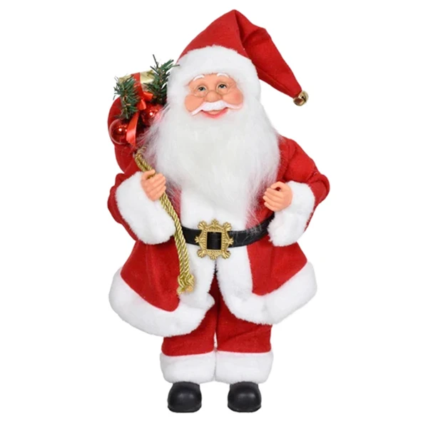 Papai Noel em pé com saco de presentes e guizo no gorro Grillo 40 cm