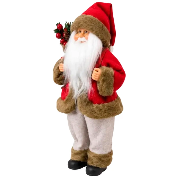 Papai Noel em pé com saco de presentes e guizo no gorro Grillo 40 cm