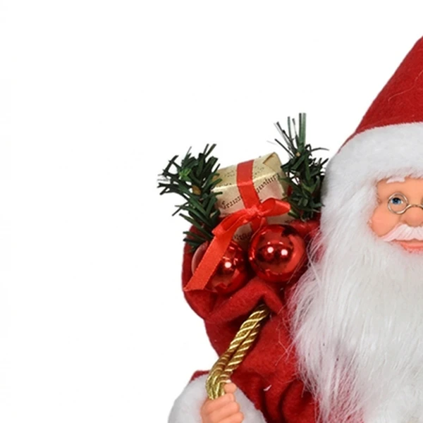 Papai Noel sentado com saco de presentes e guizo no gorro Grillo 30 cm