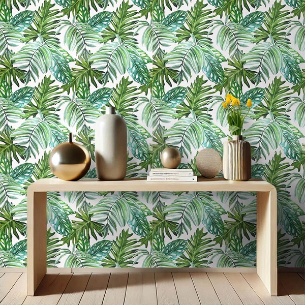 Papel de parede autoadesivo folhagem verde 45x500