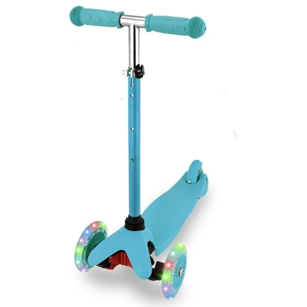 Patinete infantil com luz nas rodinhas e altura ajustável - azul