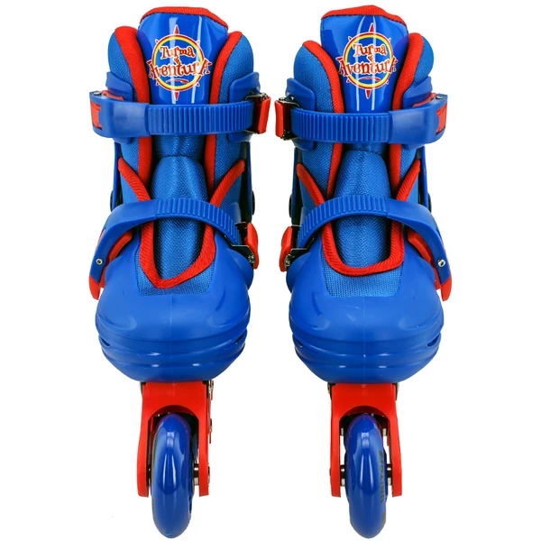 Patins 2 em 1 ajustável tamanho M 34-37 com kit radical de proteção Turma da Aventura azul 60 kg