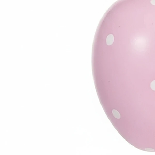 Pendente Ovo de Páscoa rosa com bolinhas brancas 15 cm
