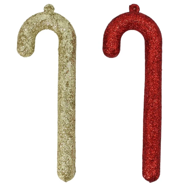 Pendente natalino Bengala de Açúcar com glitter 12 cm 2 unidades