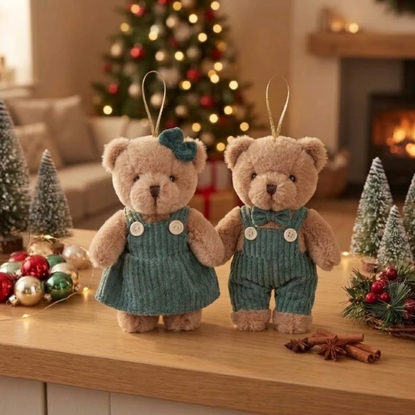 Pendente natalino Urso de pelúcia com roupa 11 cm