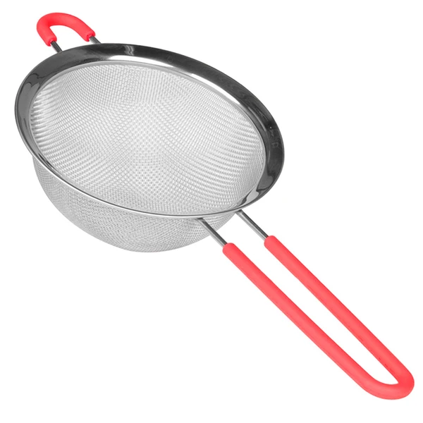 Peneira de aço inox com cabo revestido em silicone 12 cm