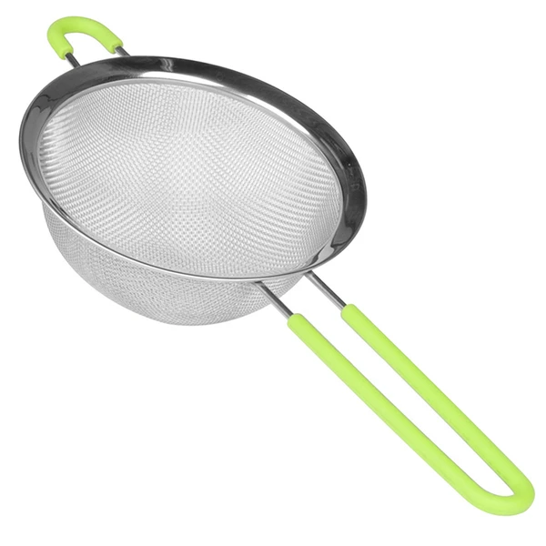 Peneira de aço inox com cabo revestido em silicone 12 cm